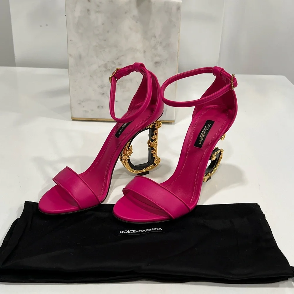 Dolce and Gabbana Nappa Sandals With Baroque DG Heeled sandals
